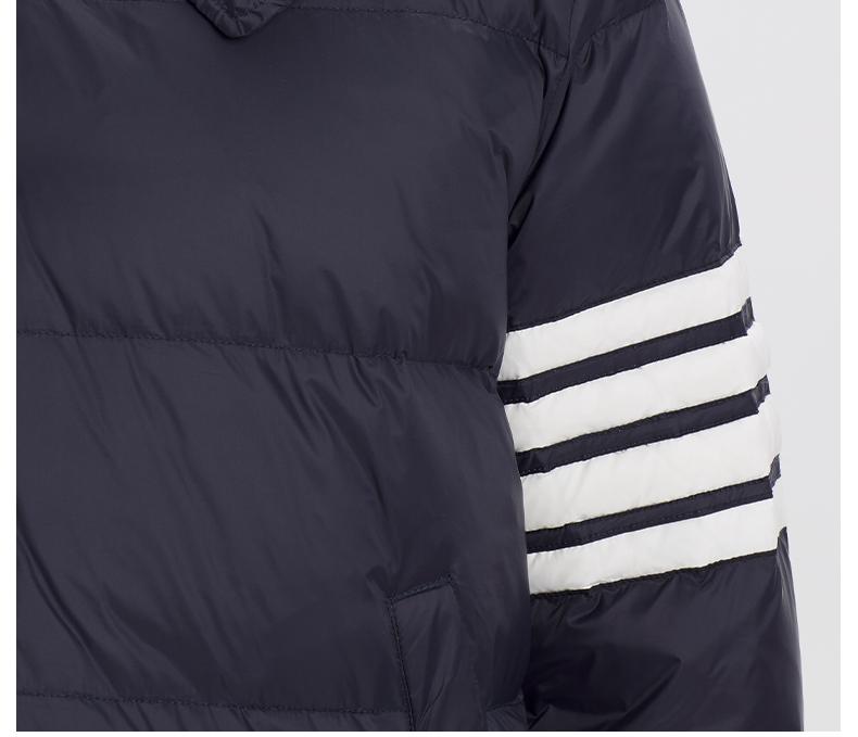 Classic 4-Strip Lapel Midi Down Jacket